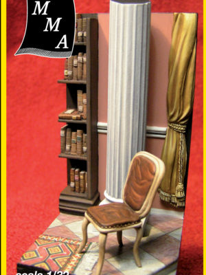 Libreria con sedia e colonna